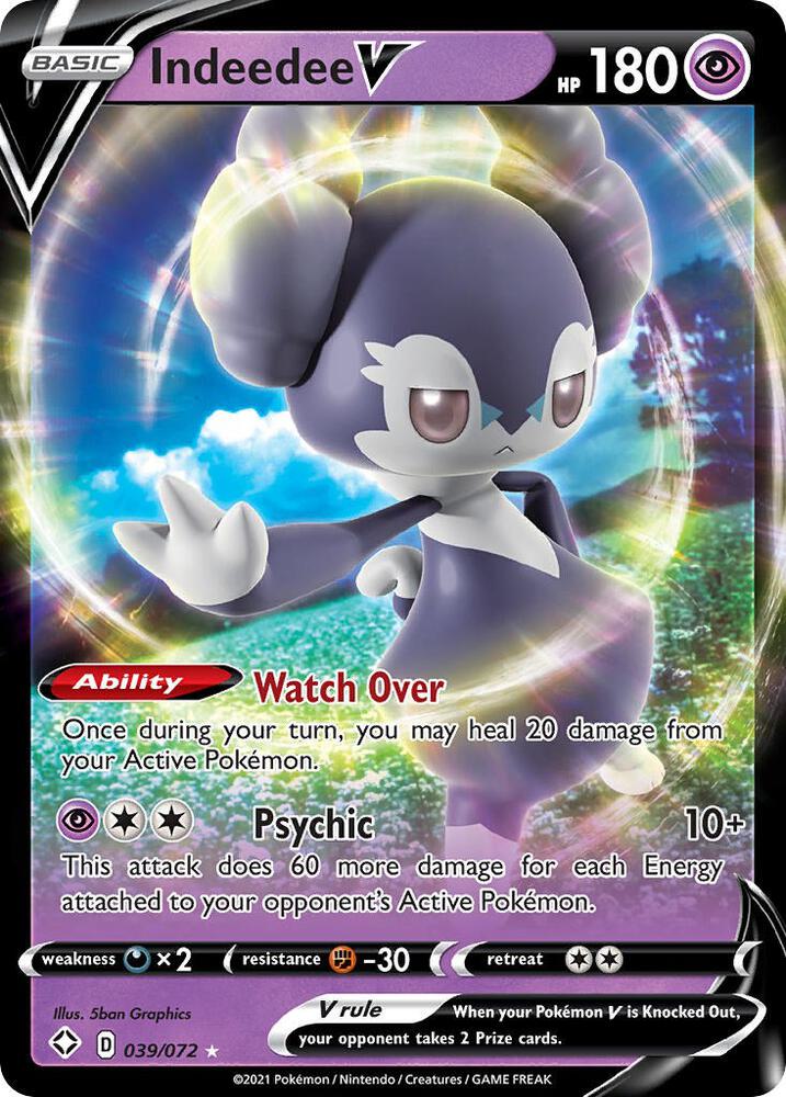 Pokemon Shining Fates Indeedee V 039/072 Ultra Rare Holo Card - stylecreep.com