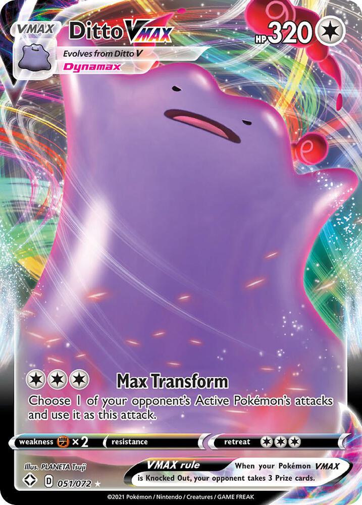 Pokemon Shining Fates Ditto VMAX 051/072 Ultra Rare Holo Card