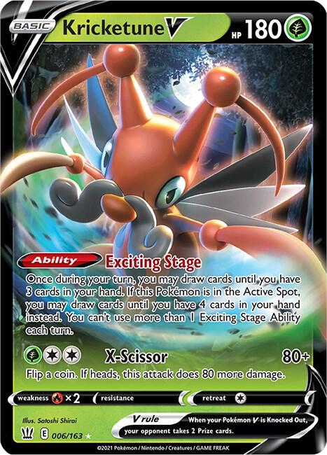 Pokemon Battle Styles Kricketune V 006/163 Ultra Rare Holo Card - stylecreep.com