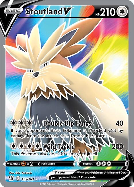 Pokemon Battle Styles Stoutland V (Full Art) 157/163 Ultra Rare Holofoil Card - stylecreep.com