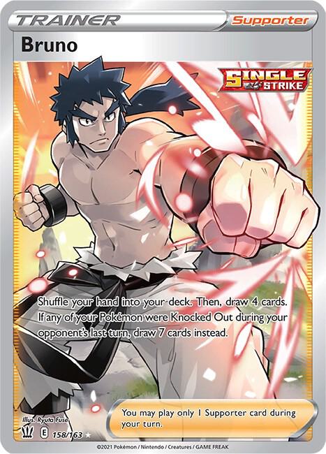 Pokemon Battle Styles Bruno (Full Art) 158/163 Ultra Rare Holofoil Card - stylecreep.com