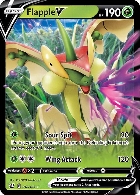 Pokemon Battle Styles Flapple V 018/163 Ultra Rare Holo Card