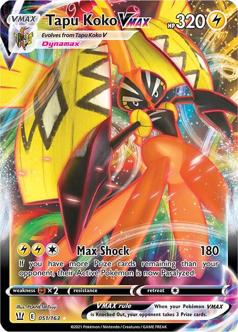 Pokemon Battle Styles Tapu Koko VMAX 051/163 Ultra Rare Holo Card - stylecreep.com