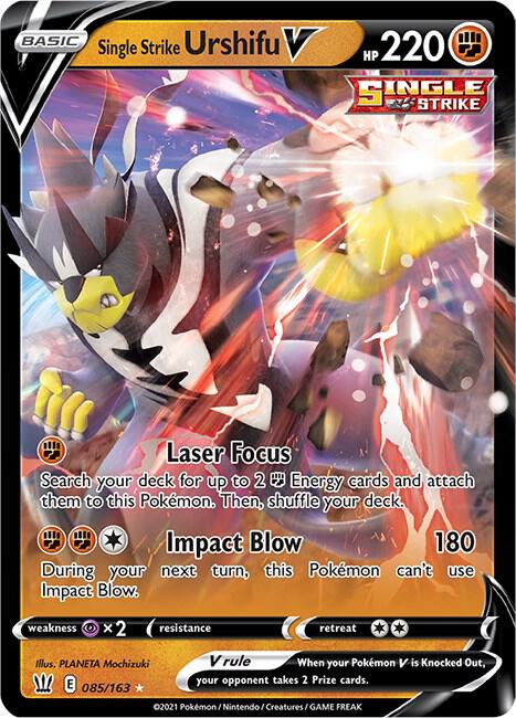 Pokemon Battle Styles Single Strike Urshifu V 085/163 Ultra Rare Holo Card