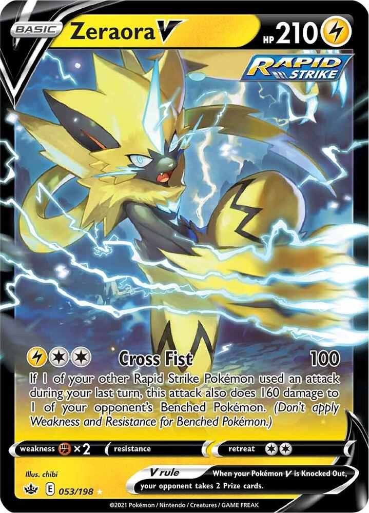 Pokemon Chilling Reign Zeraora V 053/198 Ultra Rare Holo Card - stylecreep.com