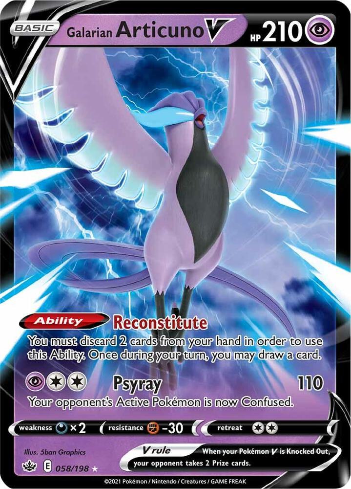 Pokemon Chilling Reign Galarian Articuno V 058/198 Ultra Rare Holo Card - stylecreep.com