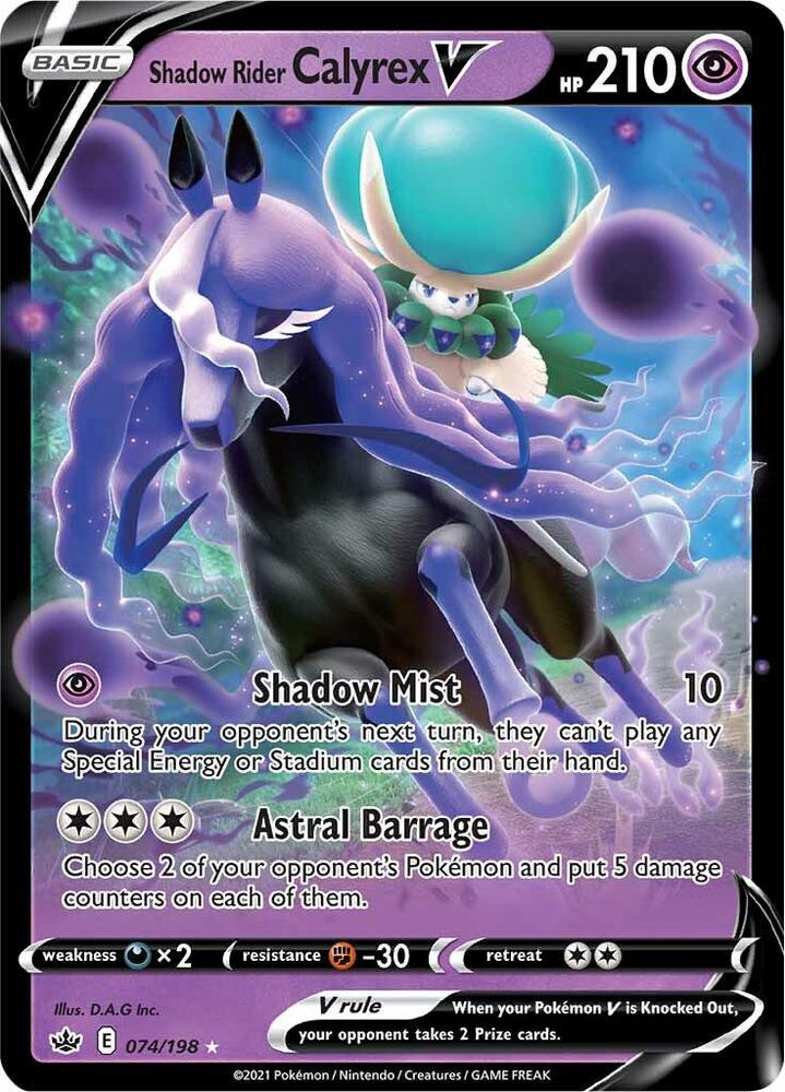 Pokemon Chilling Reign Shadow Rider Calyrex V 074/198 Ultra Rare Holo Card - stylecreep.com