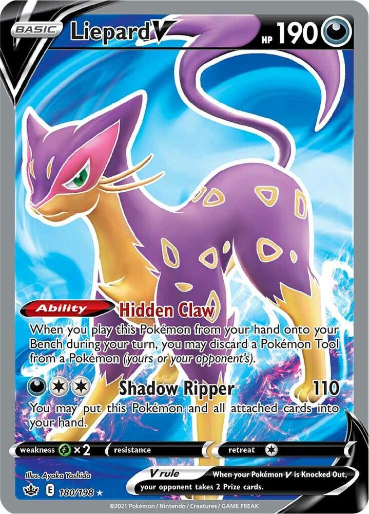 Pokemon Chilling Reign Liepard V (Full Art) 180/198 Ultra Rare Holofoil Card