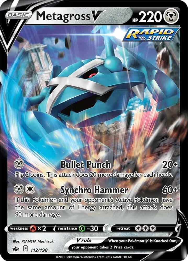 Pokemon Chilling Reign Metagross V 112/198 Ultra Rare Holo Card - stylecreep.com