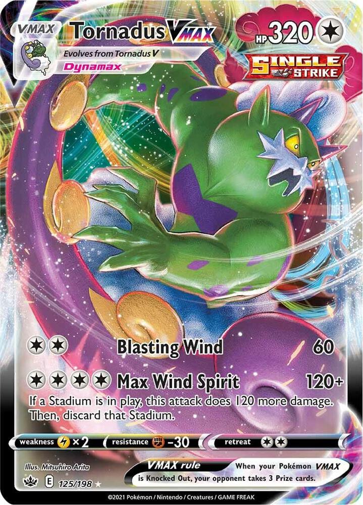 Pokemon Chilling Reign Tornadus VMAX 125/198 Ultra Rare Holo Card - stylecreep.com