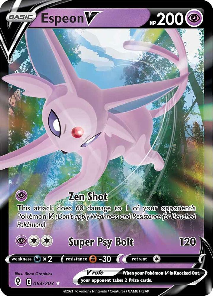 Pokemon Evolving Skies Espeon V 064/203 Ultra Rare Holo Card - stylecreep.com