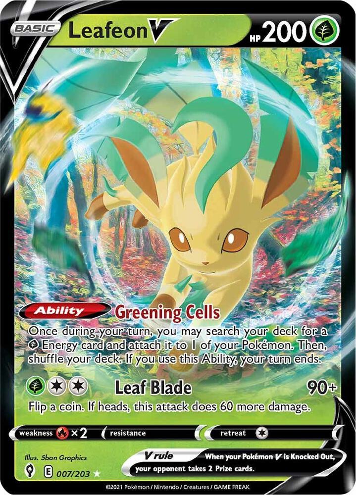 Pokemon Evolving Skies Leafeon V 007/203 Ultra Rare Holo Card - stylecreep.com