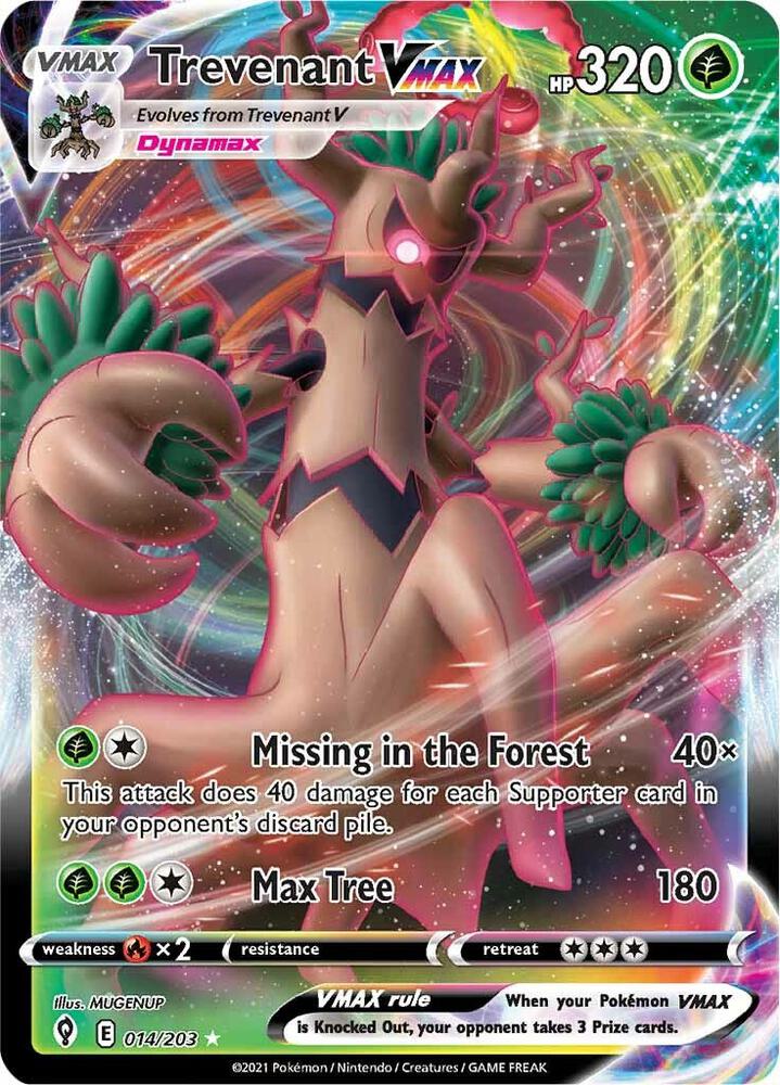 Pokemon Evolving Skies Trevenant VMAX 014/203 Ultra Rare Holo Card - stylecreep.com