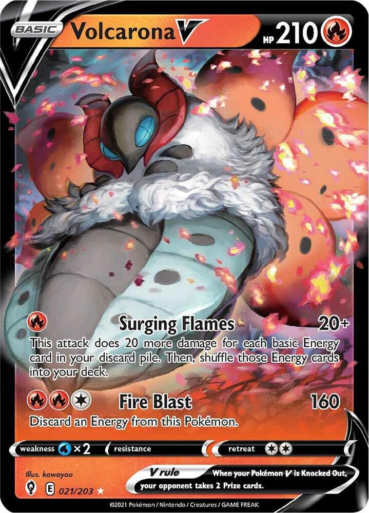 Pokemon Evolving Skies Volcarona V 021/203 Ultra Rare Holo Card - stylecreep.com