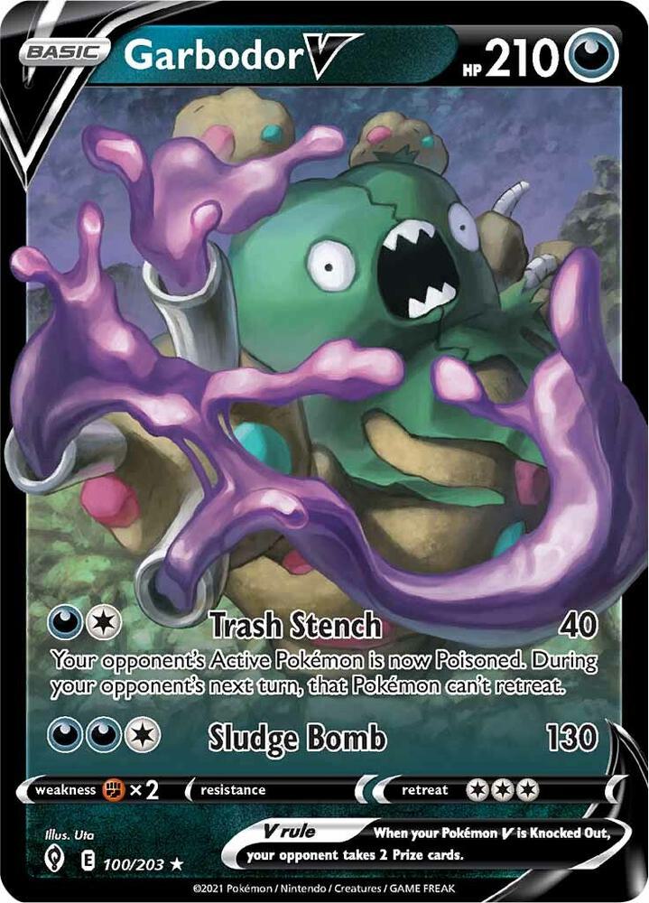 Pokemon Evolving Skies Garbodor V 100/203 Ultra Rare Holo Card - stylecreep.com