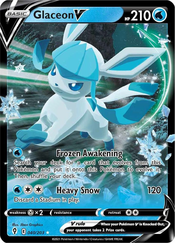 Pokemon Evolving Skies Glaceon V 040/203 Ultra Rare Holo Card - stylecreep.com