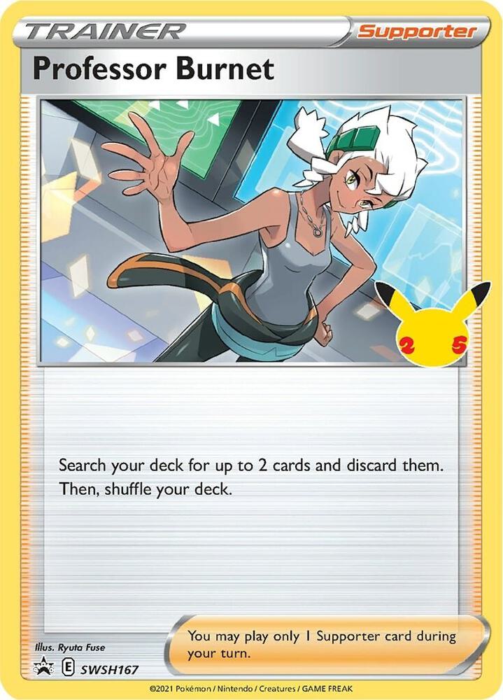 Pokemon Sword & Shield Promo Professor Burnet (25th Anniversary Stamp) SWSH167 Normal Card