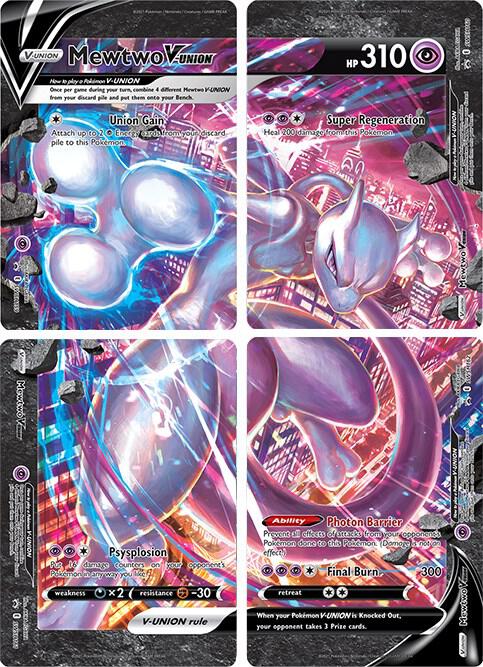 Pokemon Sword & Shield Promo Mewtwo V UNION [Set of 4] MVU Holo Card