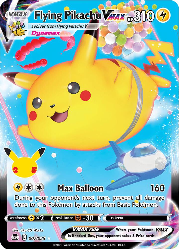 Pokemon Celebrations Flying Pikachu VMAX 007/025 Ultra Rare Holo Card