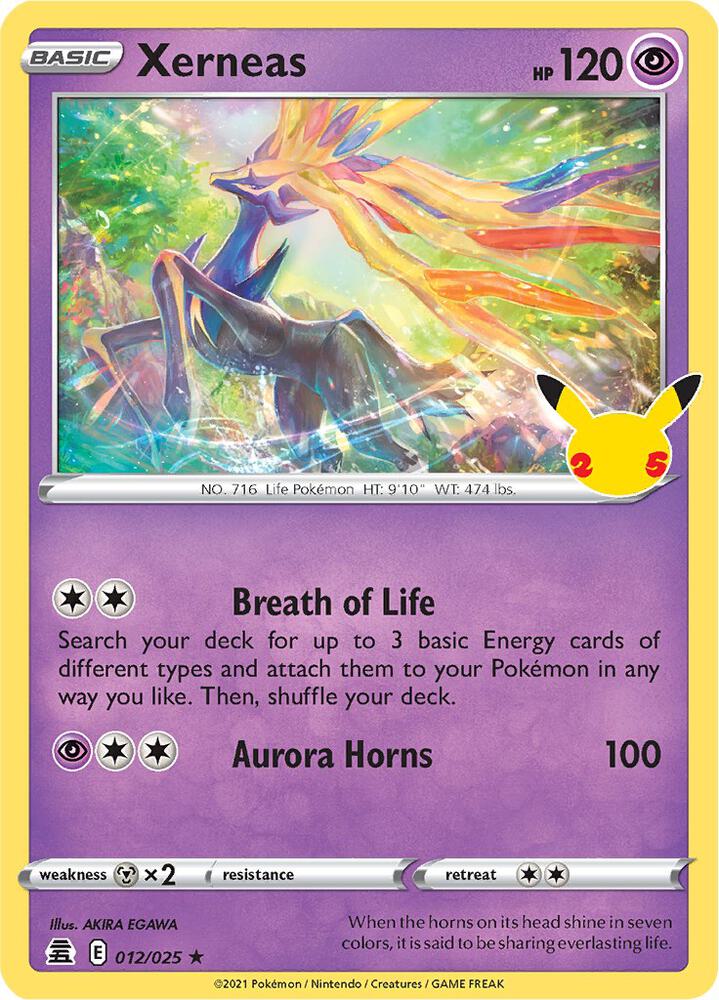 Pokemon Celebrations Xerneas 012/025 Holo Rare Holo Card - stylecreep.com