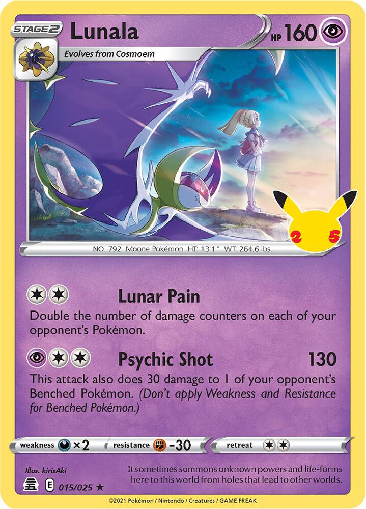 Pokemon Celebrations Lunala 015/025 Holo Rare Holo Card