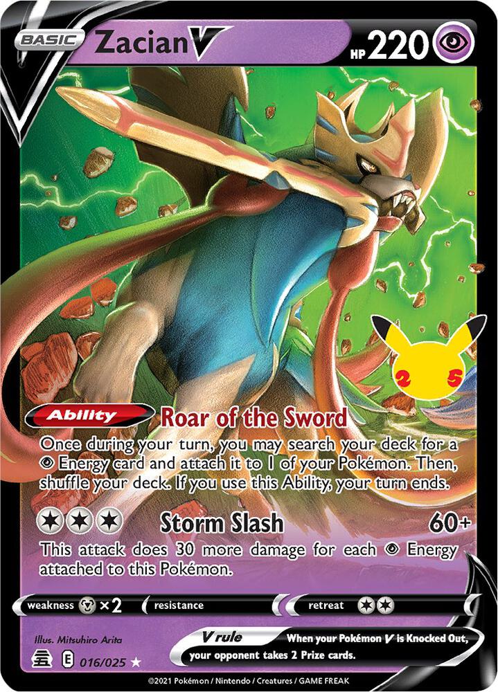 Pokemon Celebrations Zacian V 016/025 Ultra Rare Holo Card