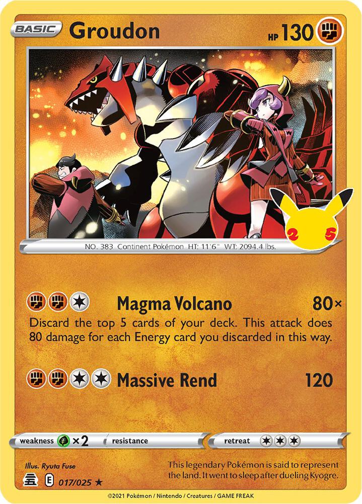 Pokemon Celebrations Groudon 017/025 Holo Rare Holo Card - stylecreep.com