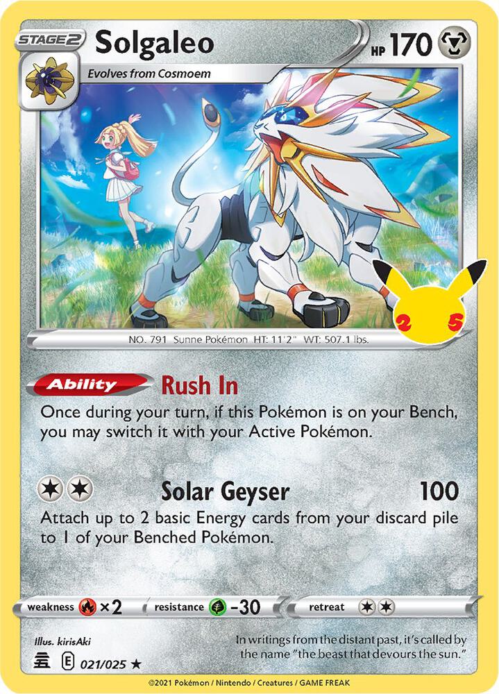 Pokemon Celebrations Solgaleo 021/025 Holo Rare Holo Card - stylecreep.com