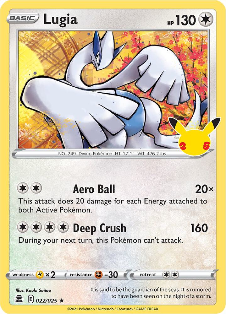 Pokemon Celebrations Lugia 022/025 Holo Rare Holo Card