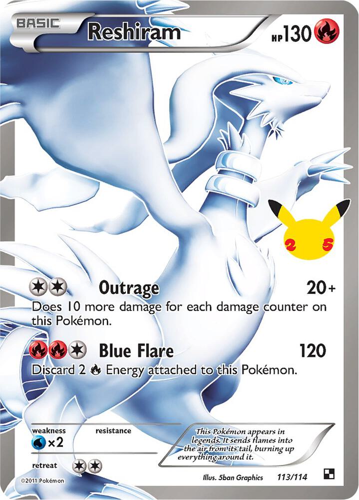 Pokemon Celebrations Reshiram 113/114 Classic Collection Holo Card - stylecreep.com