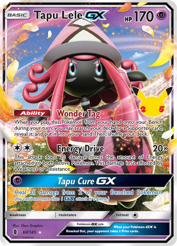 Pokemon Celebrations Tapu Lele GX 60/145 Classic Collection Holo Card - stylecreep.com