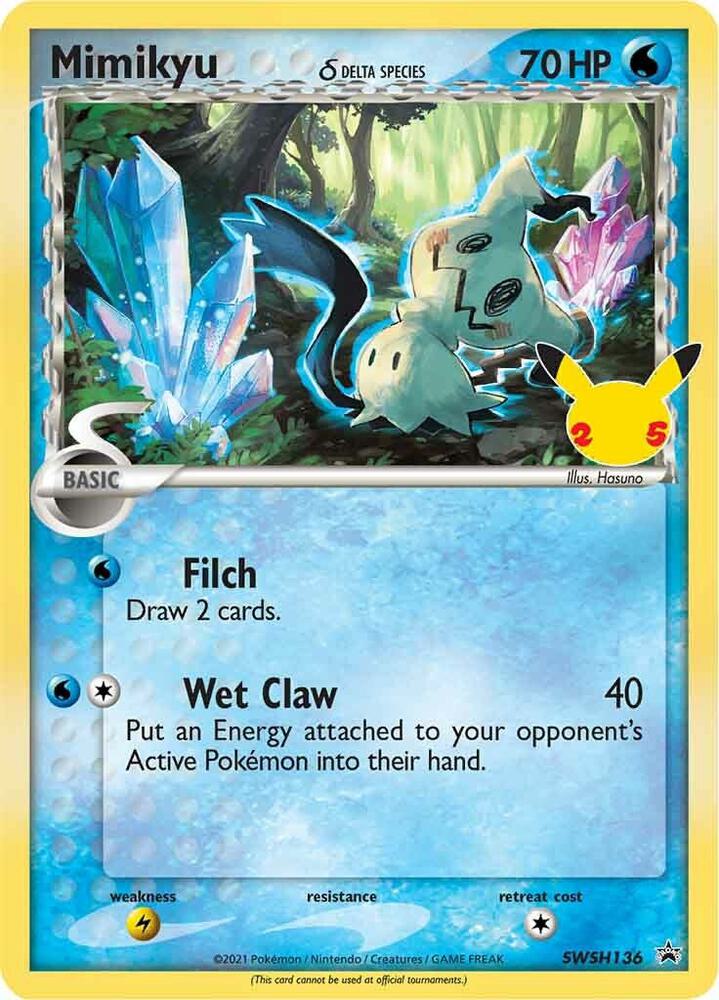 Pokemon Sword & Shield Promo Mimikyu (Delta Species) SWSH136 Holo Card