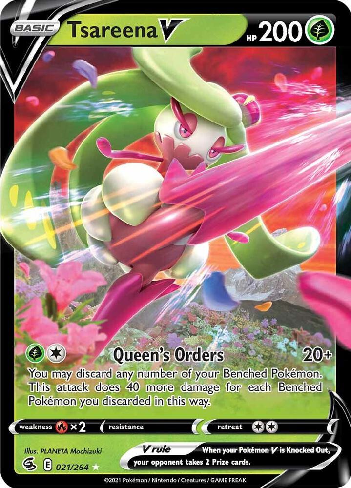 Pokemon Fusion Strike Tsareena V 021/264 Ultra Rare Holo Card - stylecreep.com