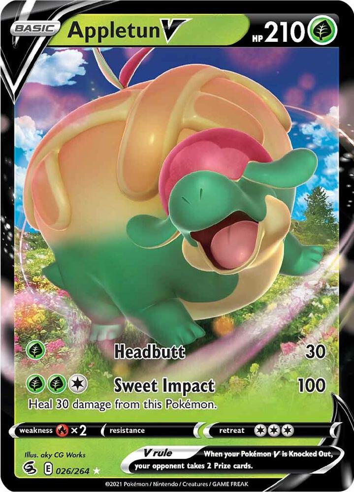 Pokemon Fusion Strike Appletun V 026/264 Ultra Rare Holo Card - stylecreep.com