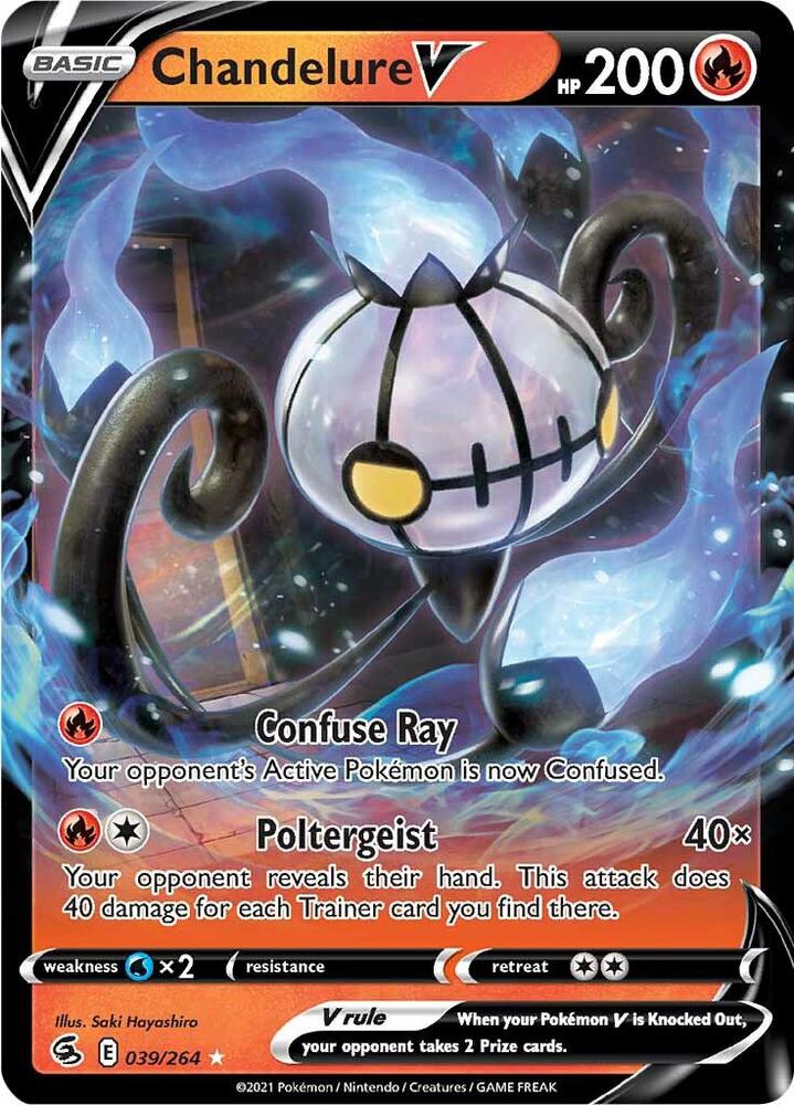 Pokemon Fusion Strike Chandelure V 039/264 Ultra Rare Holo Card - stylecreep.com