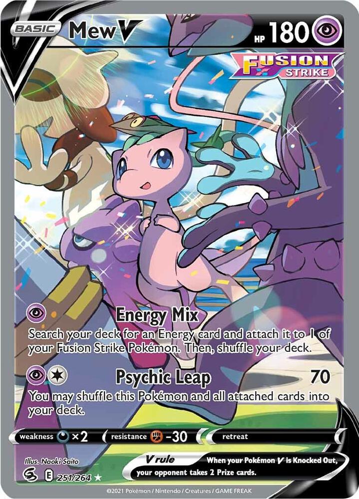 Pokemon Fusion Strike Mew V (Alternate Full Art) 251/264 Ultra Rare Holofoil Card