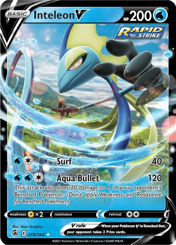 Pokemon Fusion Strike Inteleon V 078/264 Ultra Rare Holo Card - stylecreep.com