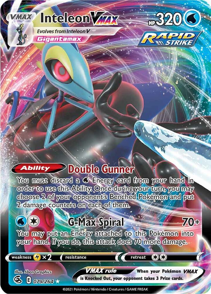 Pokemon Fusion Strike Inteleon VMAX 079/264 Ultra Rare Holo Card - stylecreep.com