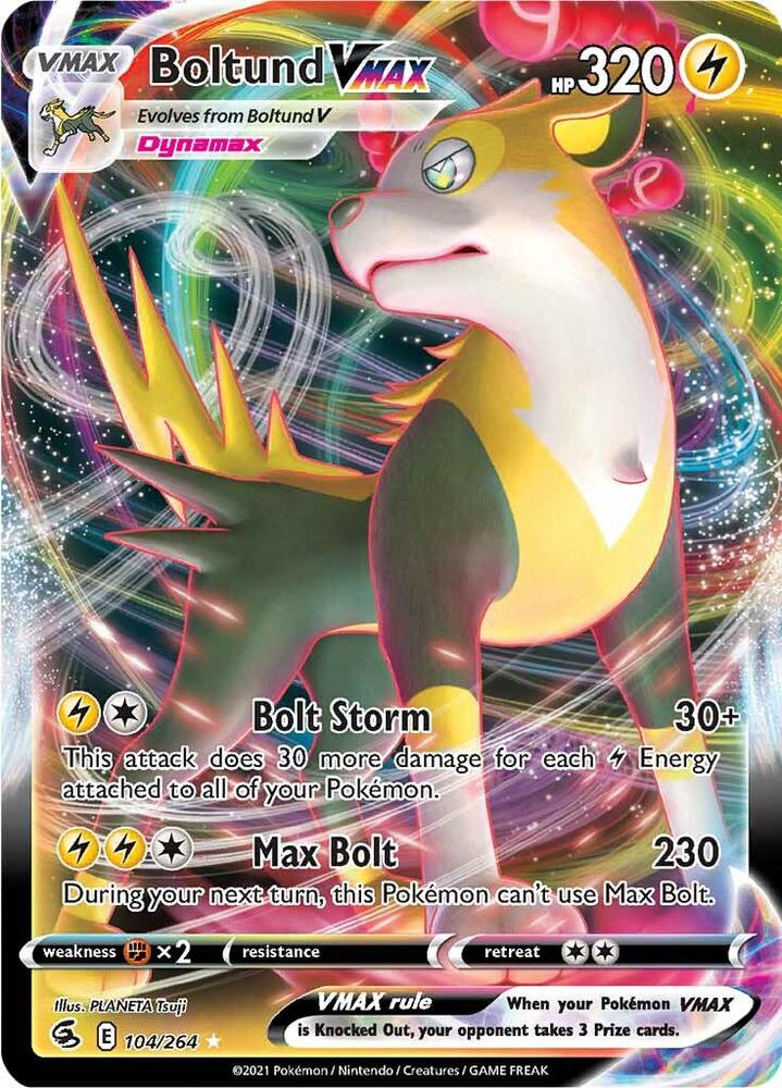 Pokemon Fusion Strike Boltund VMAX 104/264 Ultra Rare Holo Card - stylecreep.com