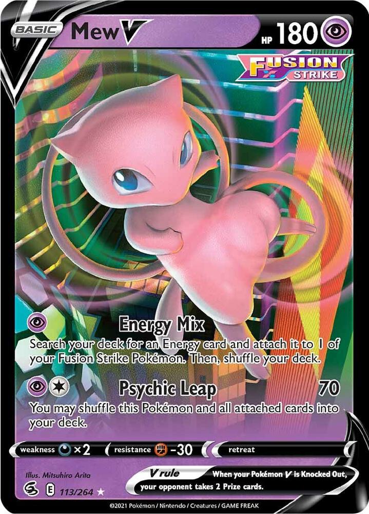 Pokemon Fusion Strike Mew V 113/264 Ultra Rare Holo Card