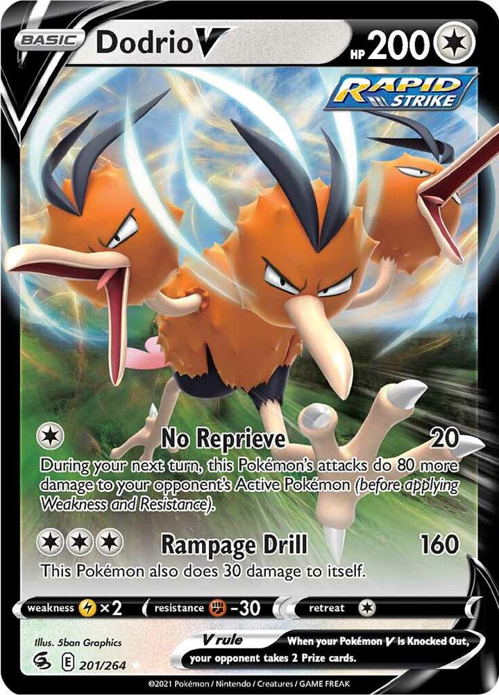 Pokemon Fusion Strike Dodrio V 201/264 Ultra Rare Holo Card - stylecreep.com