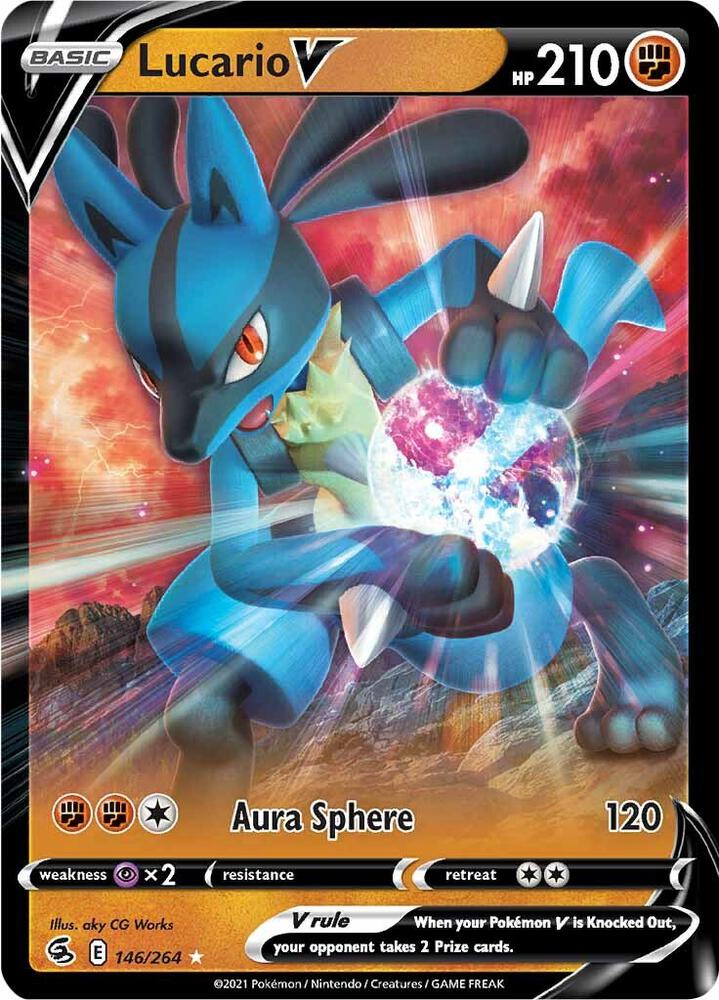 Pokemon Fusion Strike Lucario V 146/264 Ultra Rare Holo Card - stylecreep.com