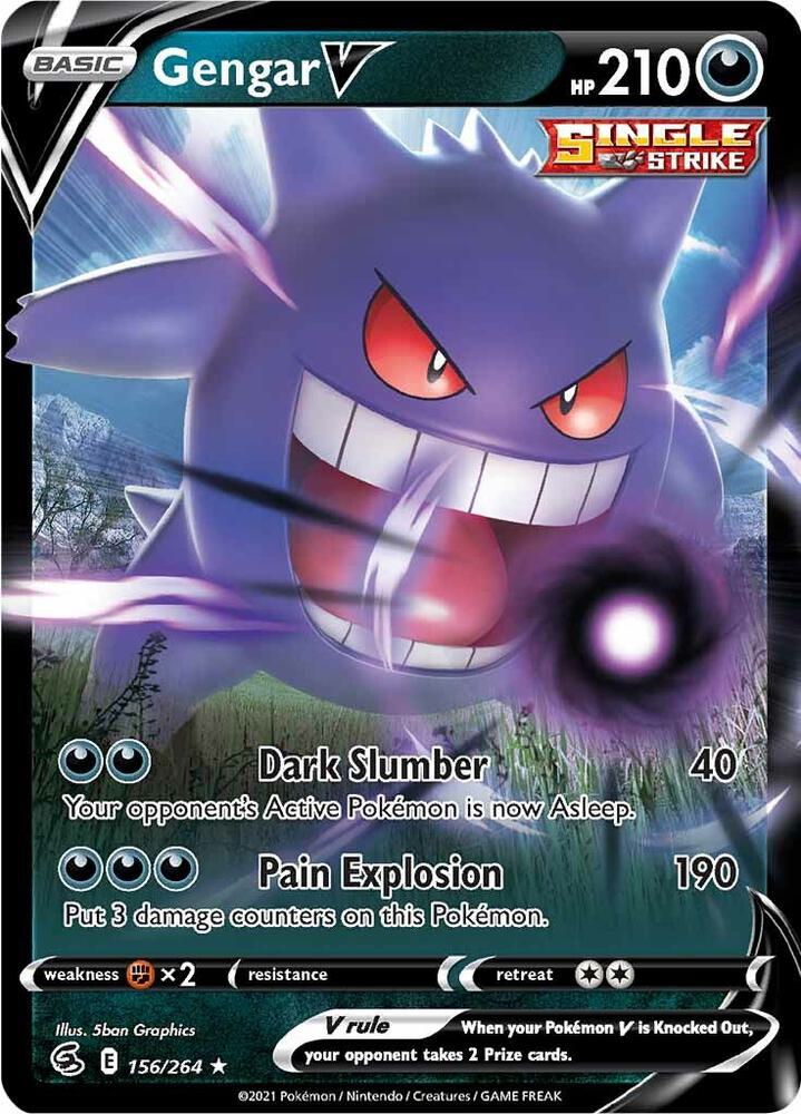 Pokemon Fusion Strike Gengar V 156/264 Ultra Rare Holo Card - stylecreep.com