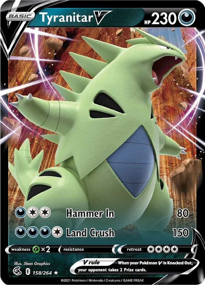 Pokemon Fusion Strike Tyranitar V 158/264 Ultra Rare Holo Card - stylecreep.com