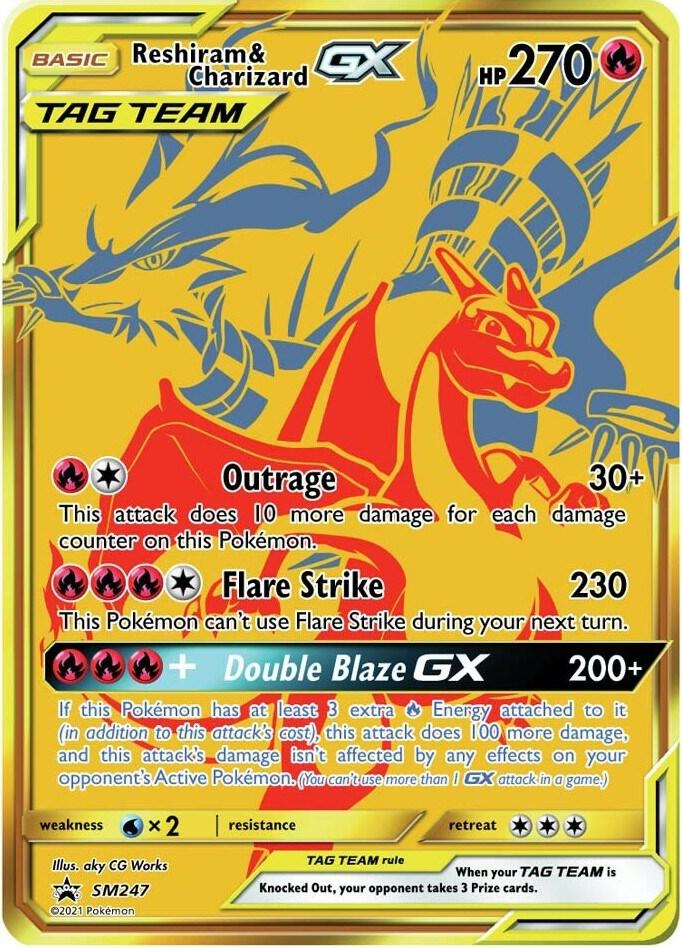 Pokemon Sun & Moon Promo Reshiram & Charizard GX SM247 Promo Holofoil Card