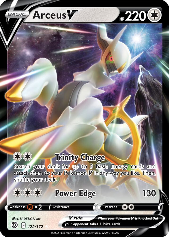 Pokemon Brilliant Stars Arceus V 122/172 Holo Rare Holo Card - stylecreep.com