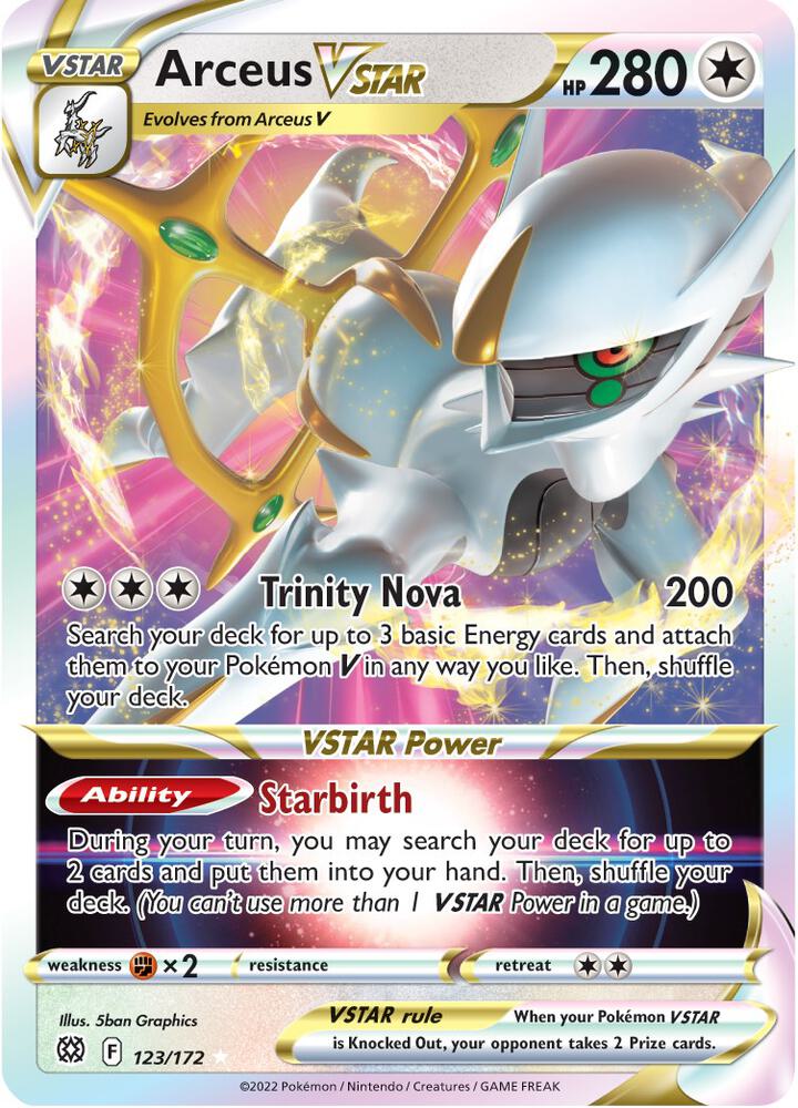 Pokemon Brilliant Stars Arceus VSTAR 123/172 Ultra Rare Holo Card - stylecreep.com