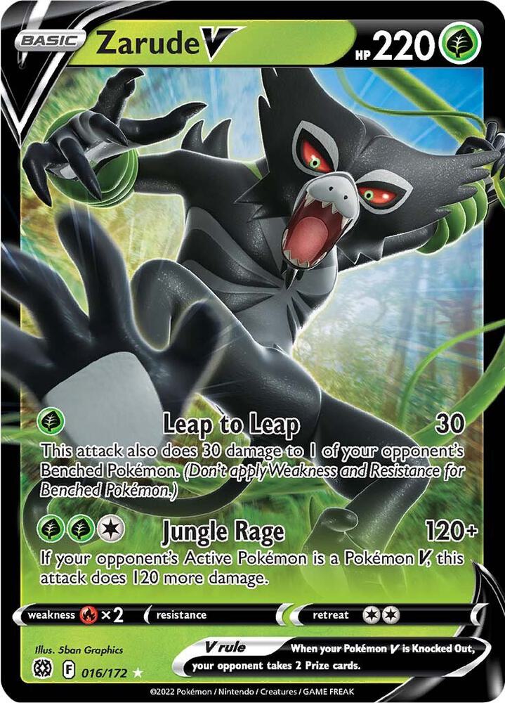 Pokemon Brilliant Stars Zarude V 016/172 Ultra Rare Holo Card - stylecreep.com