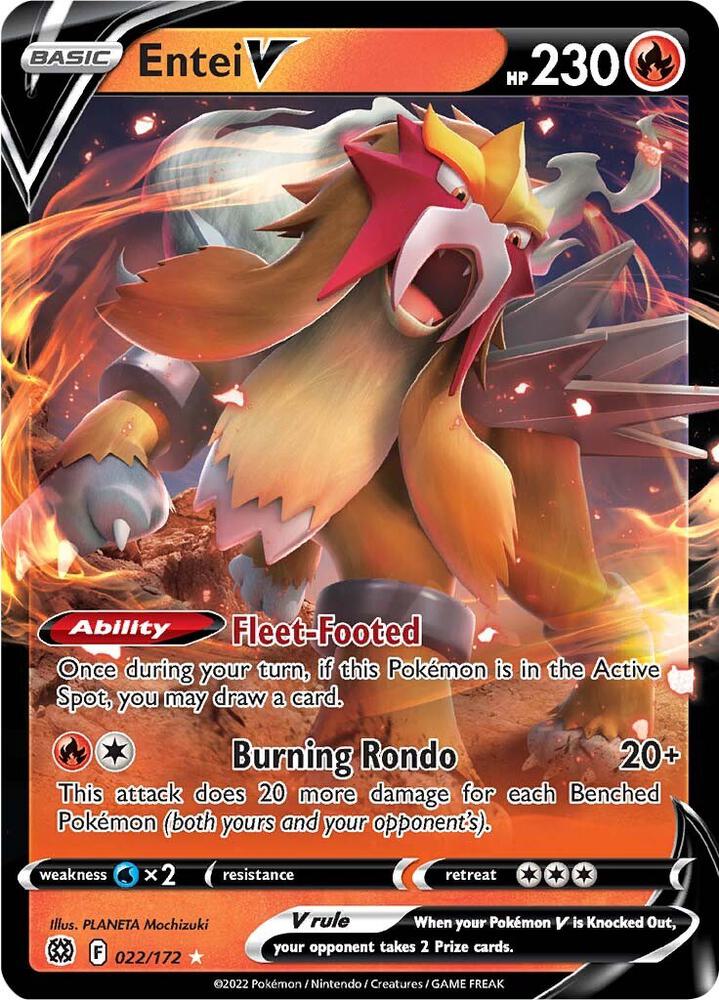 Pokemon Brilliant Stars Entei V 022/172 Ultra Rare Holo Card