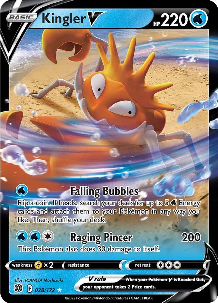 Pokemon Brilliant Stars Kingler V 028/172 Ultra Rare Holo Card - stylecreep.com